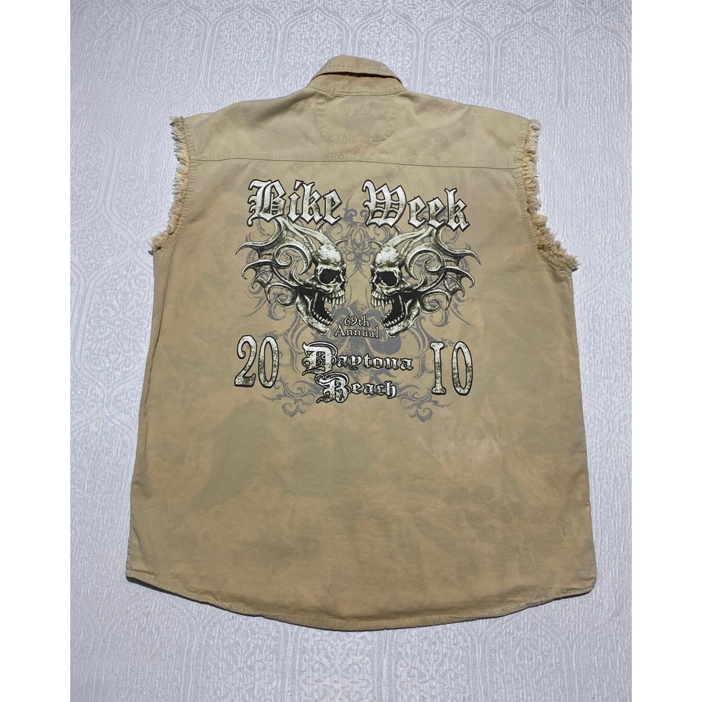 Bike Week Daytona Beach 2010 Graphic skulls Biker Sleeveless Vest‎ Shirt 2XL